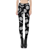 Ouija Moon Sun Leggings Mid Waist Black PUSH UP Trousers