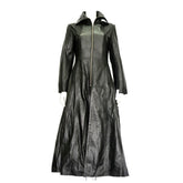 Midnight Black Leather Long Club Coat Women | Freaks Clothing