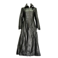 Midnight Black Leather Long Club Coat Women | Freaks Clothing