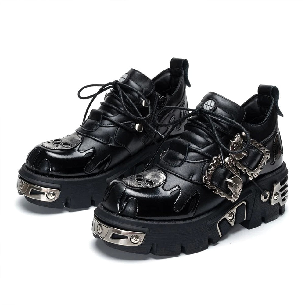 Unisex Punk Rock Skull Retro Leather Shoes