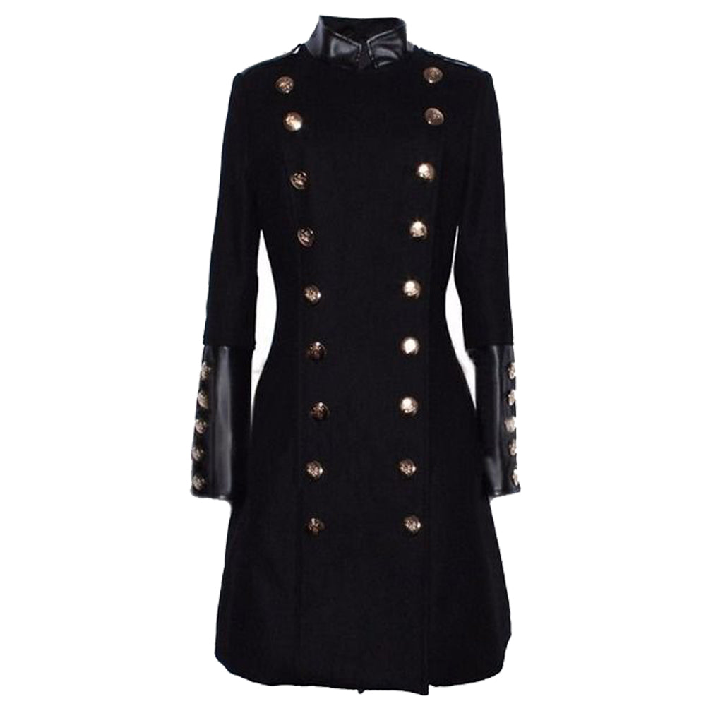 Wool Double Breast Military Style Slim Fit Goth Coat Women