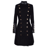 Wool Double Breast Military Style Slim Fit Goth Coat Women