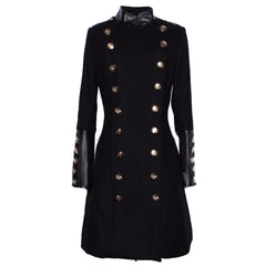 Wool Double Breast Military Style Slim Fit Goth Coat Women