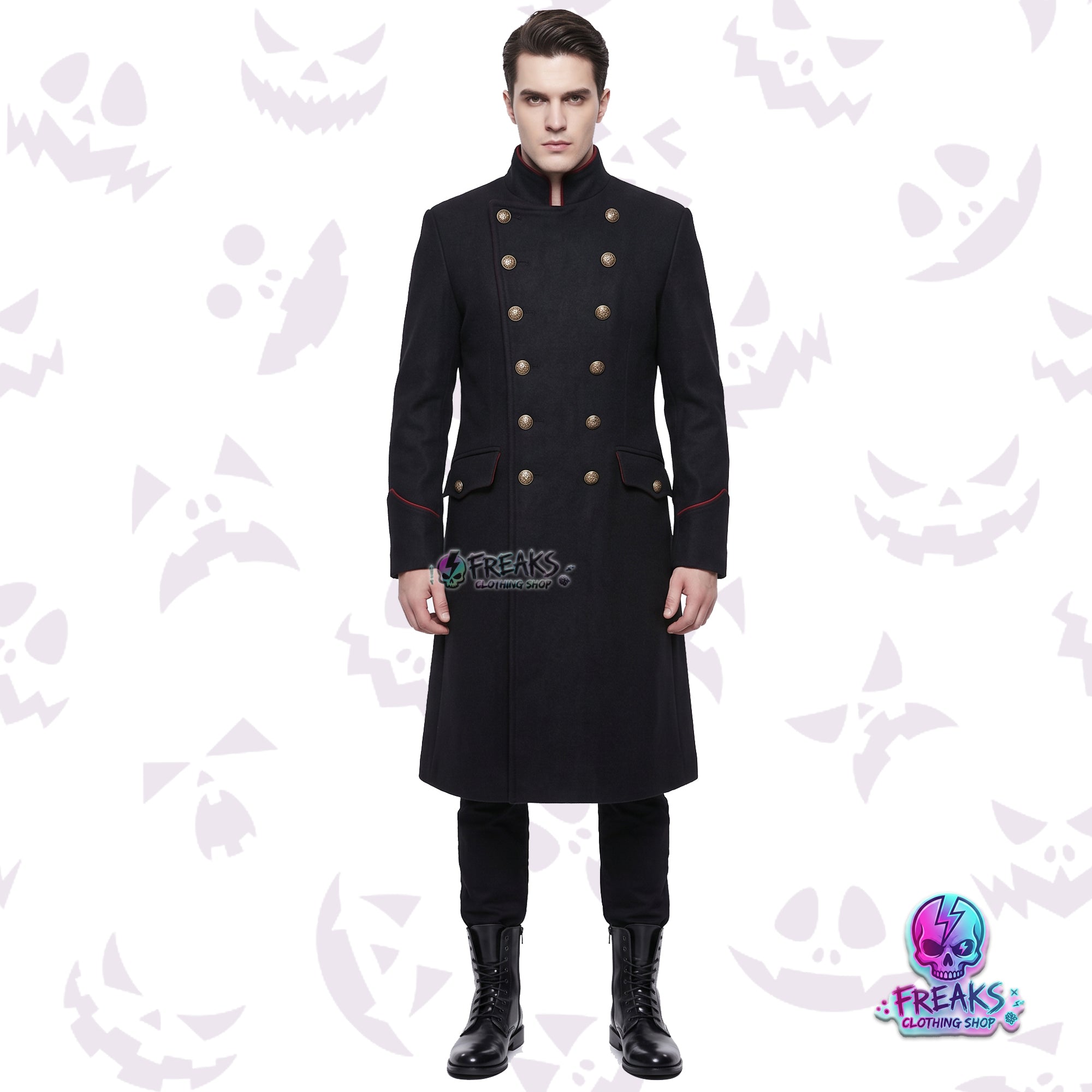 Gothic Victorian Military Officer Trench Coat
