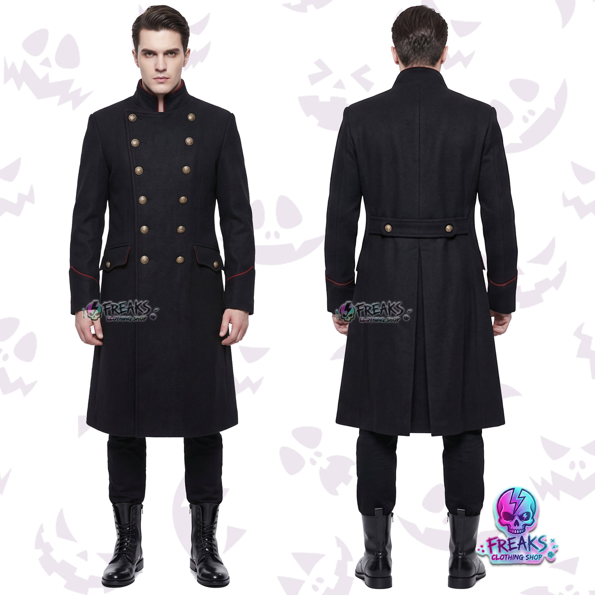 Gothic Victorian Military Officer Trench Coat
