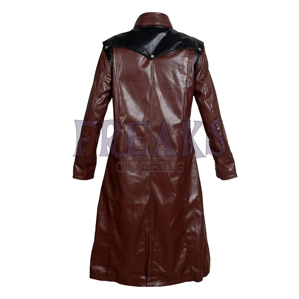 Gothic Bad Boy Long Pu Leather Brown Coat Men