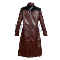 Gothic Bad Boy Long Pu Leather Brown Coat Men