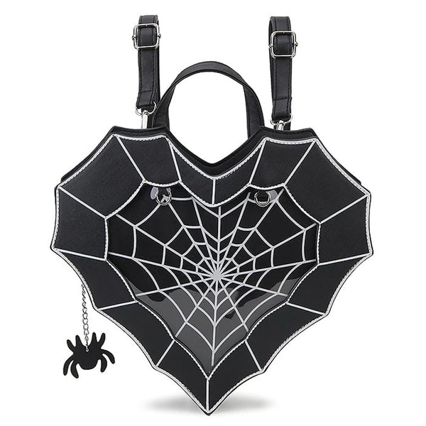 Lolita Spiderweb Heart Shaped Backpacks | Gothic Shoulder  display picture 3