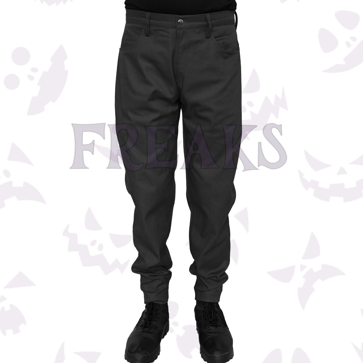 Men's black gothic slim fit pants – front view