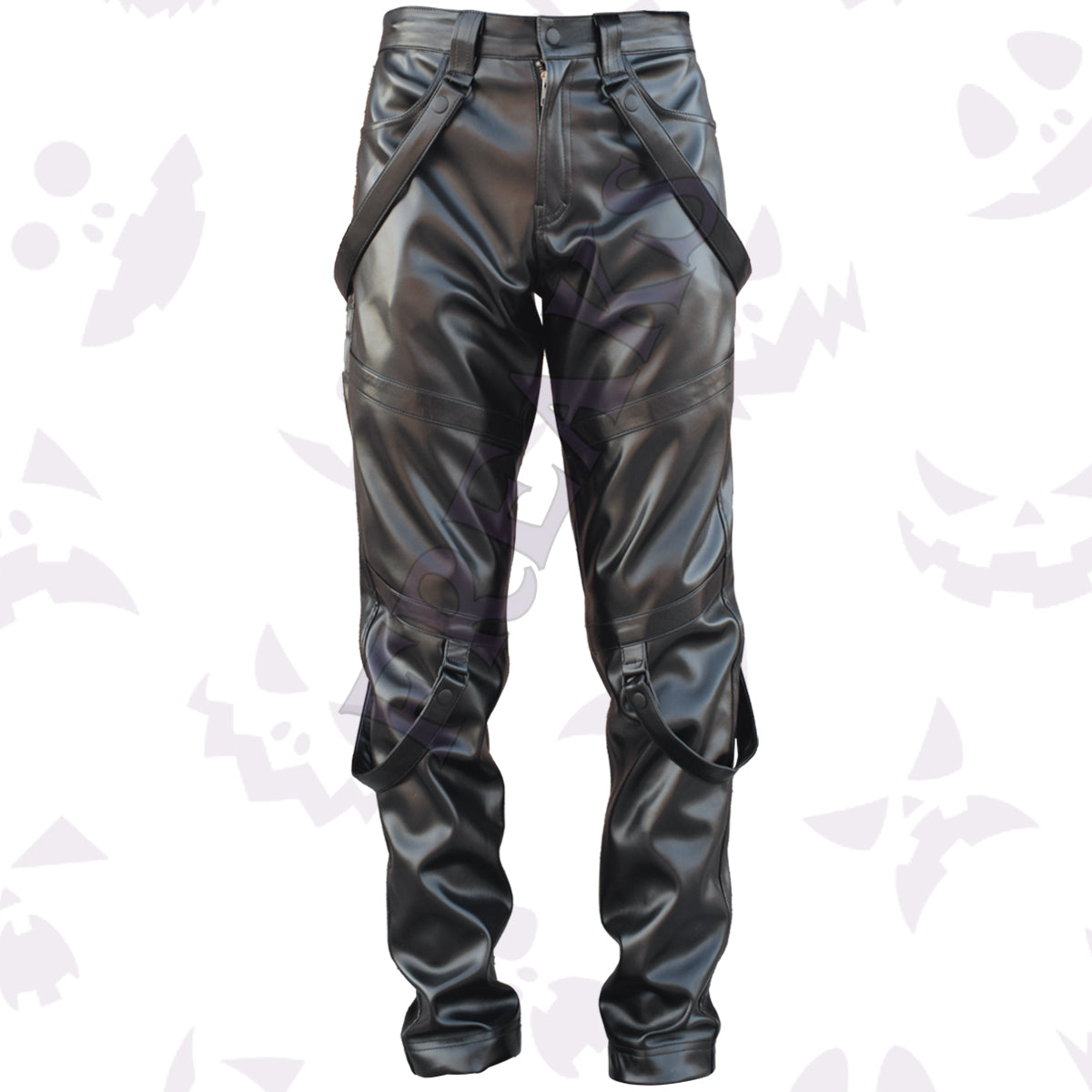 Men's black leather bouncers pants – front view