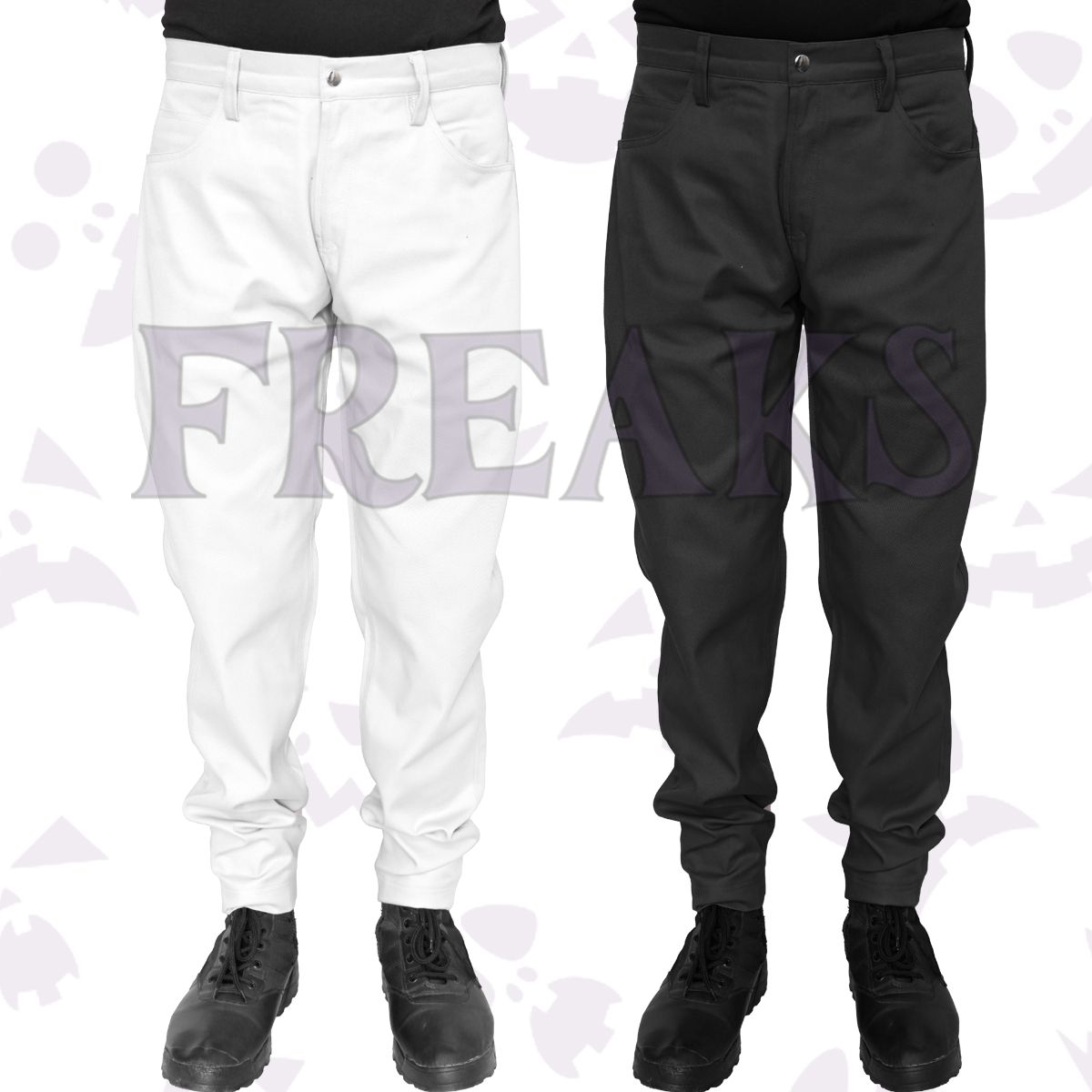 Men's gothic slim fit pants in black and white