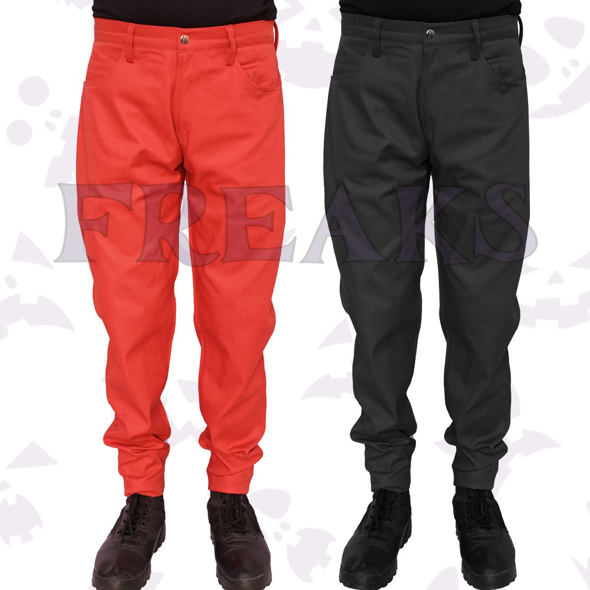 Men's gothic slim fit pants in black and red