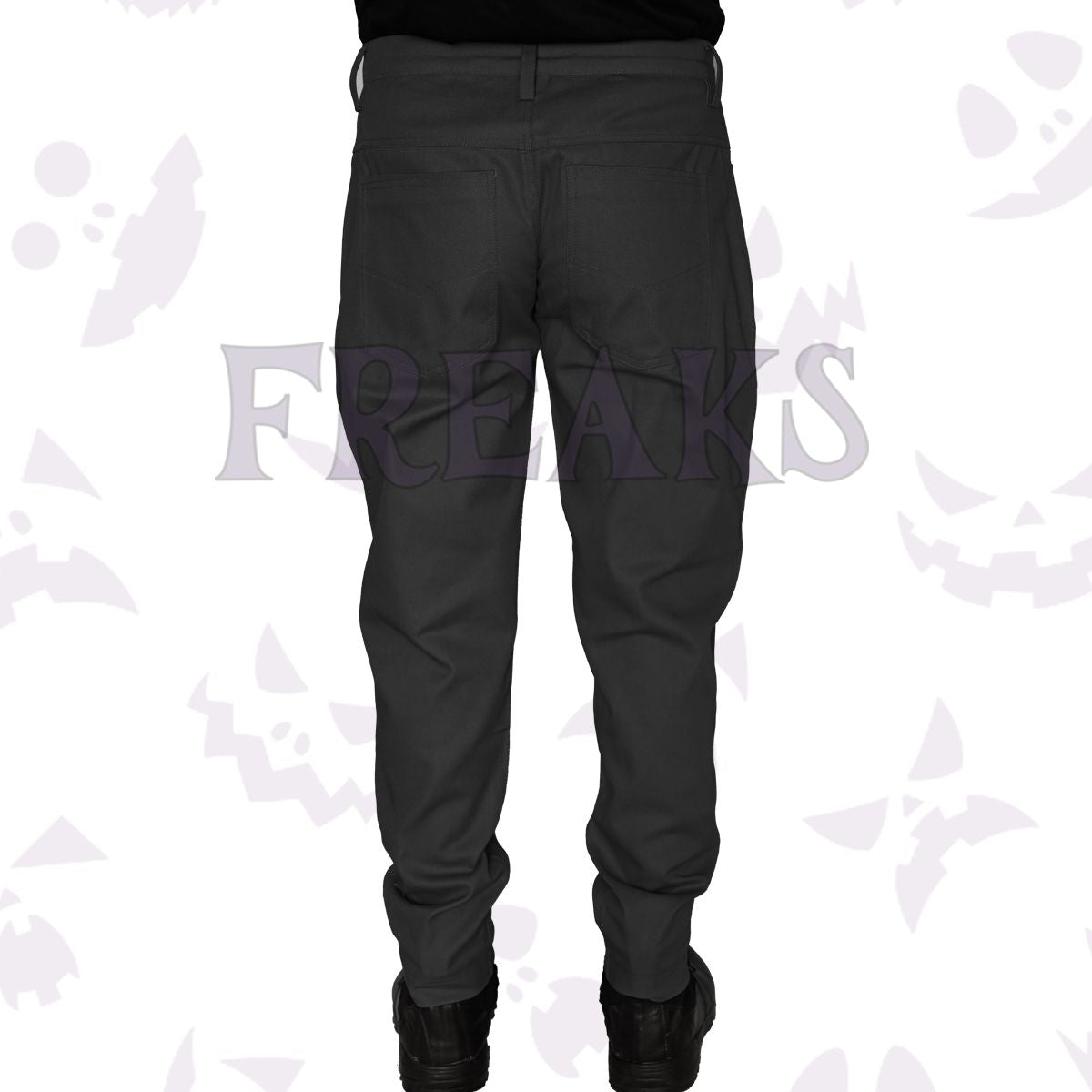 Back view of men's black gothic slim fit pants